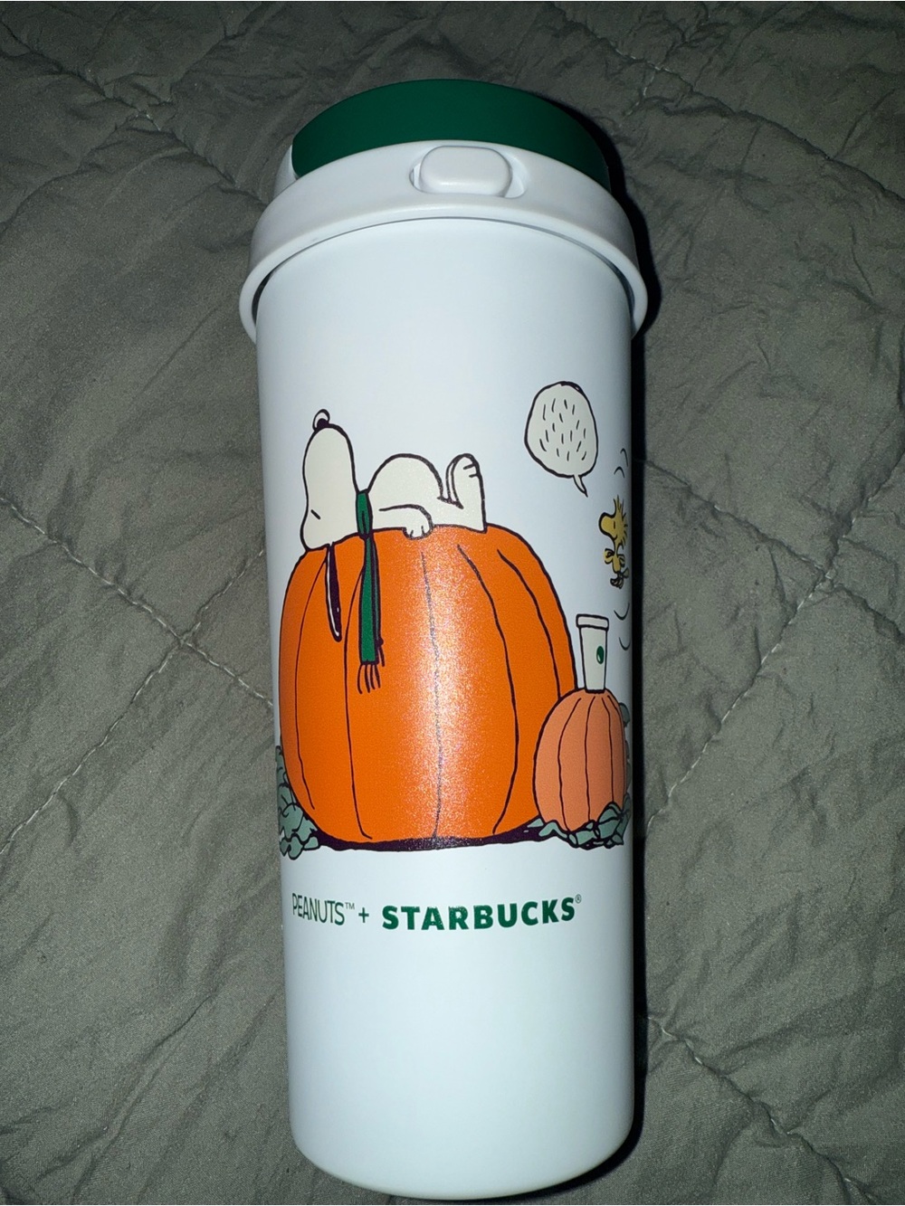 Starbucks White & Orange Peanuts Pumpkin Travel Tumbler